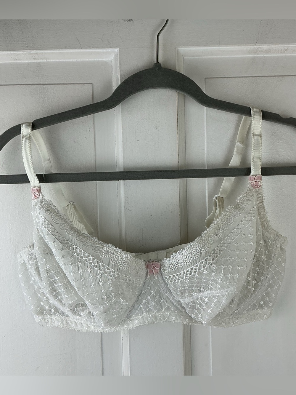 Felina White Unlined Mesh Bra 36DD